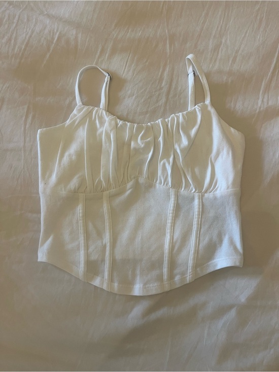 Hollister Tops - Hollister White Ruched Bust Corset Crop Cami